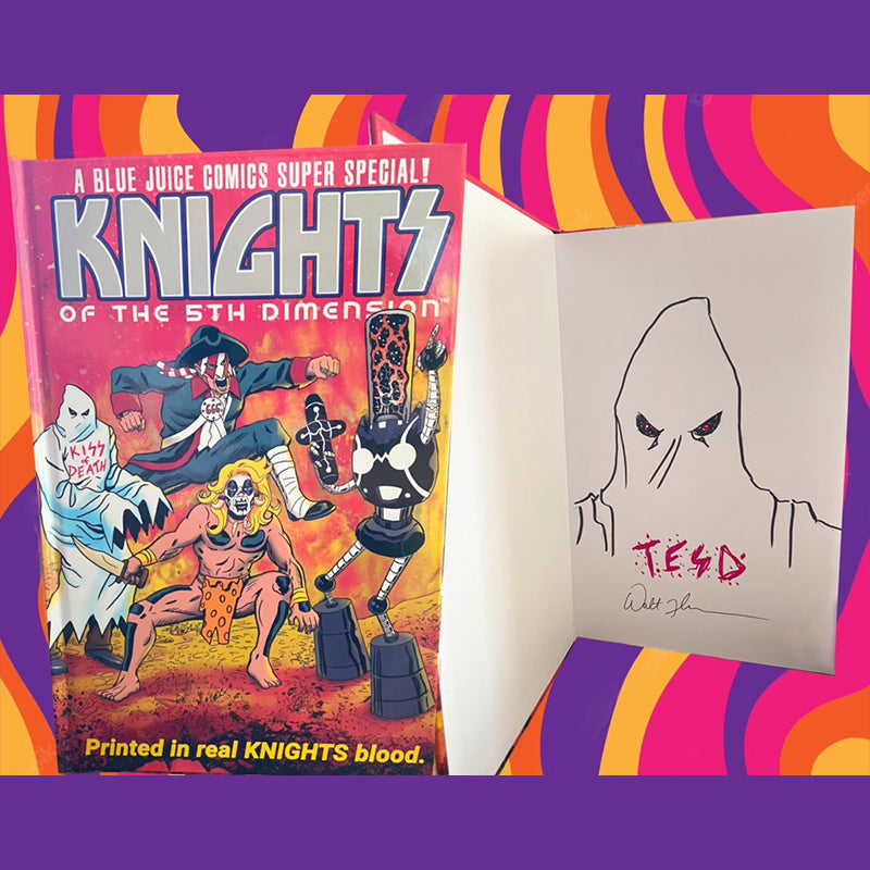 KNIGHTS OF THE 5th DIMENSION: Hardcover w/ color sketch & signature